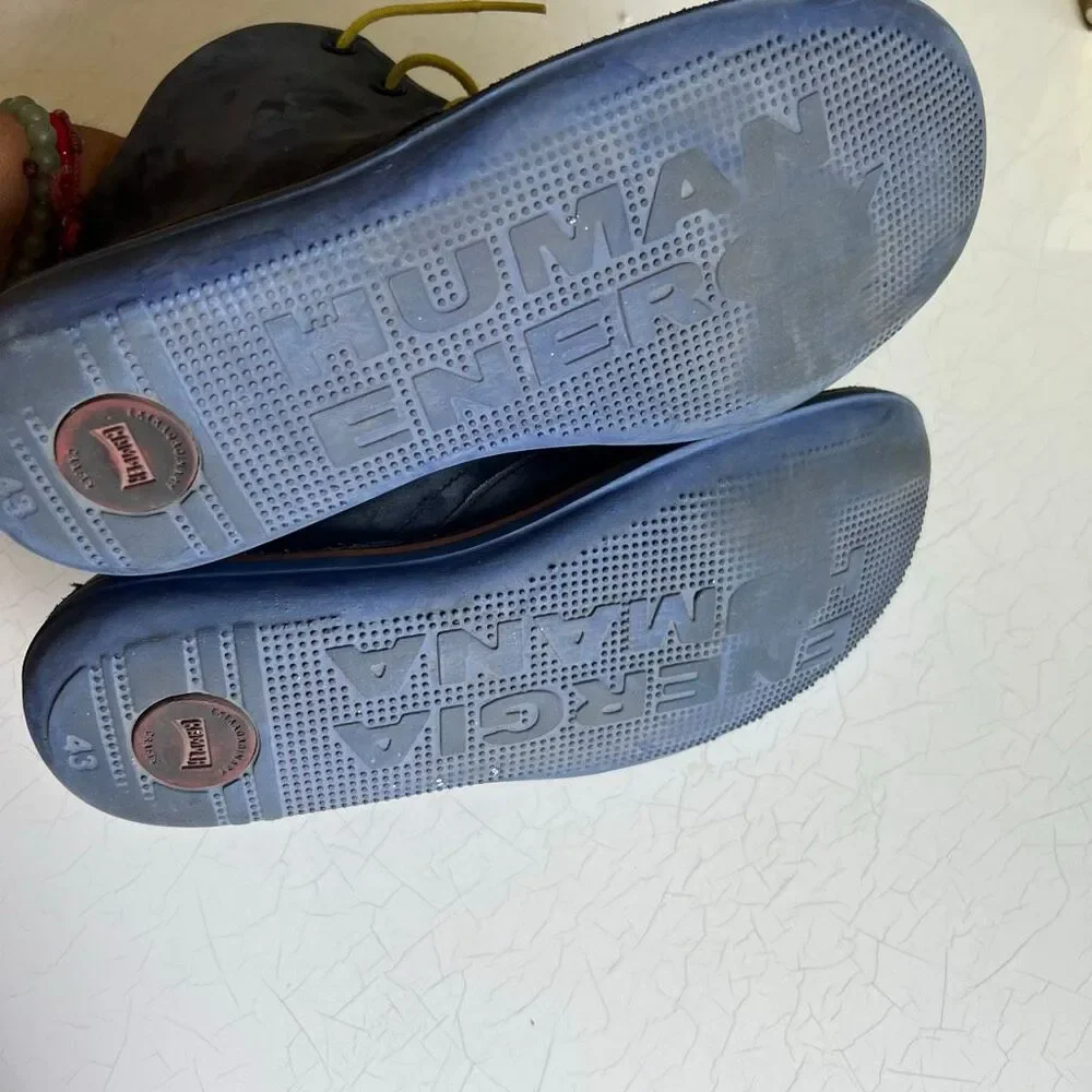 Camper Extraordinary Crafts chukka boots feature dark gray suede uppers and vibr